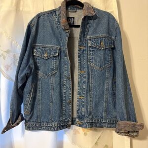 GAP Light Blue Denim Jacket with Patterned Collar